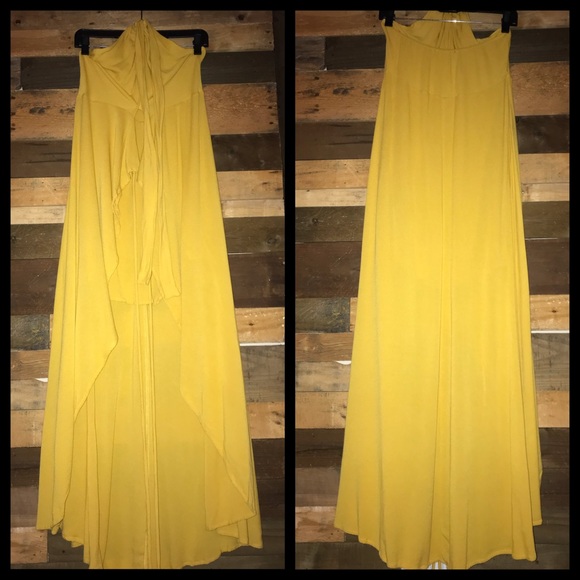 Lulu’s Golden Yellow Halter Wrap Gauzy Maxi Dress - Picture 3 of 6